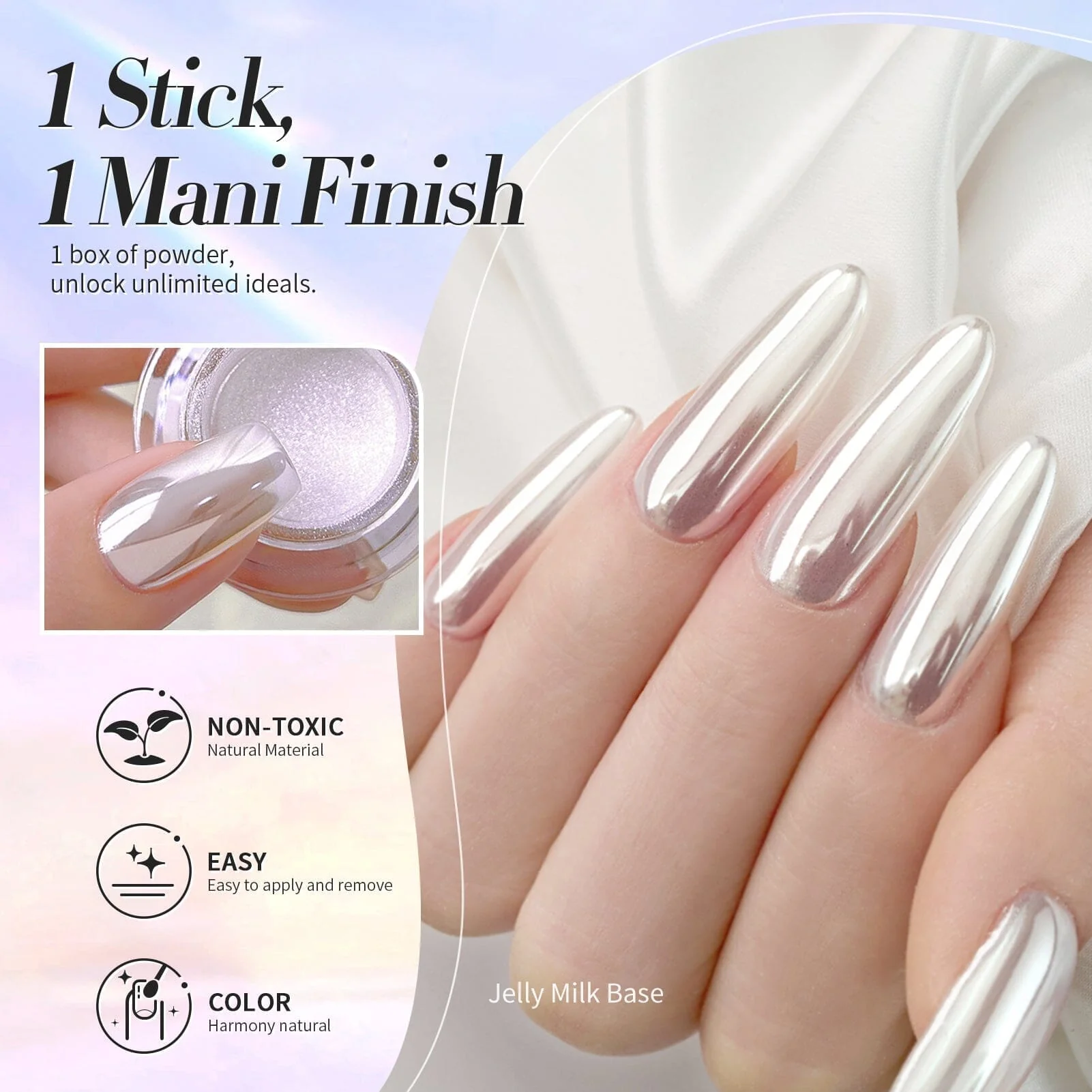 [US ONLY] Silver Metallic Chrome Pearl Nail Powder - Image 4