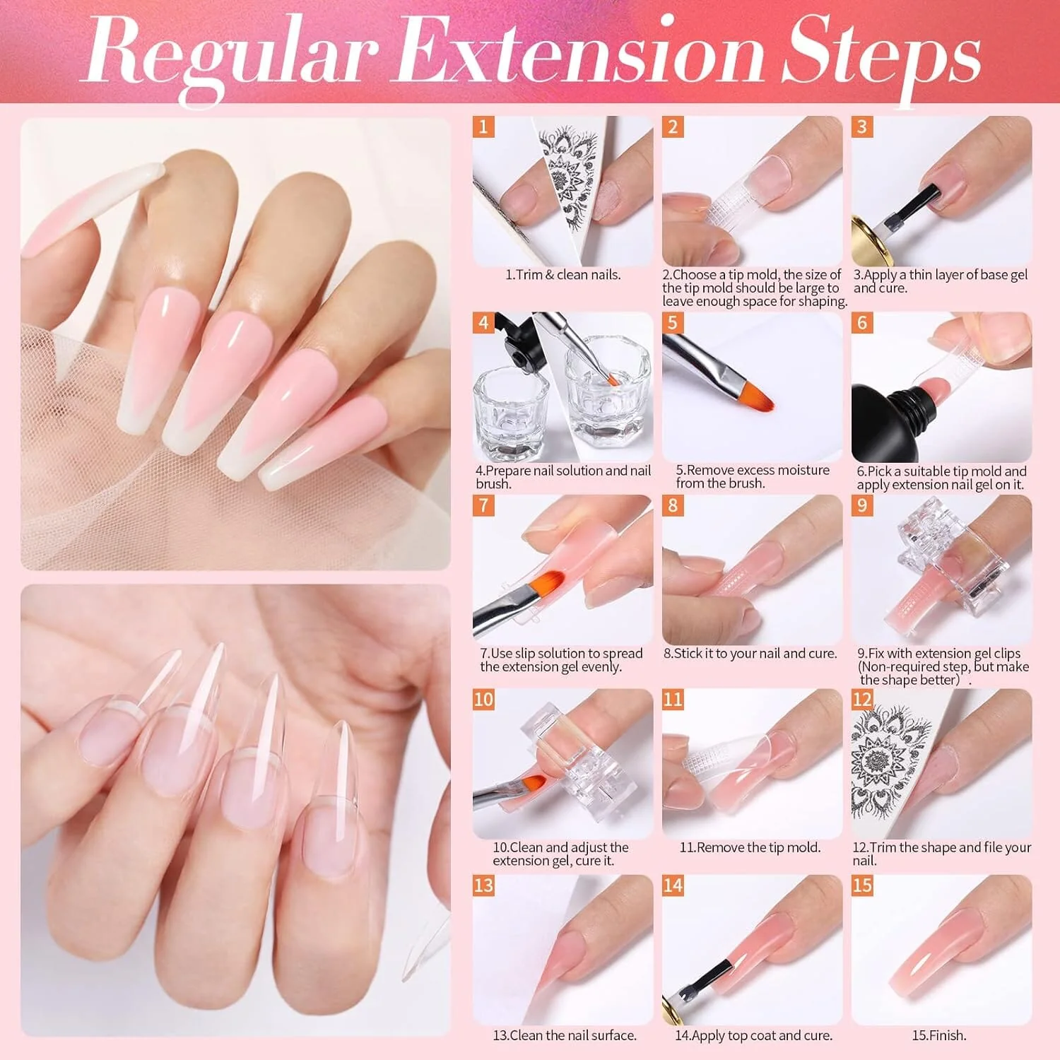 [US ONLY] 6 Colors Extension Nail Gel Starter Kit - Image 5