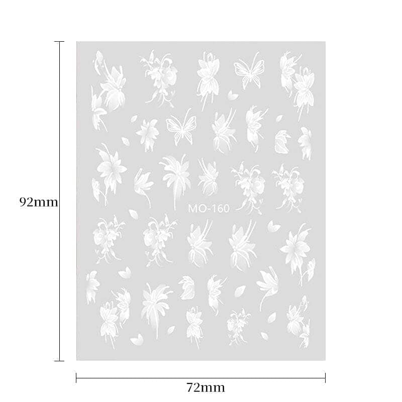 White Flowers Painted 3D Nail Stickers MO158 - Image 12