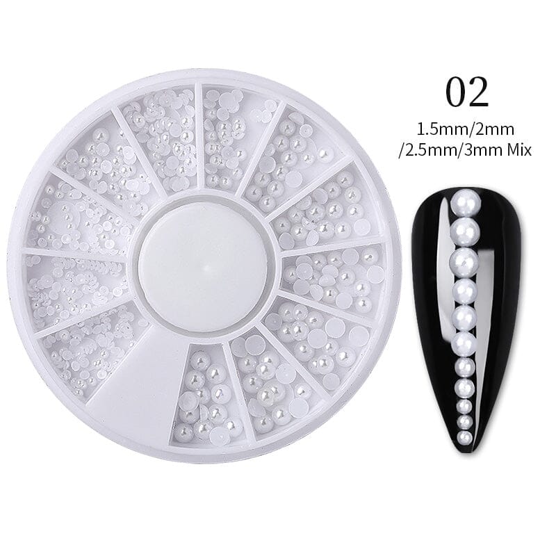 White Half Pearl #02 Nail Decoration in Wheel - Image 4
