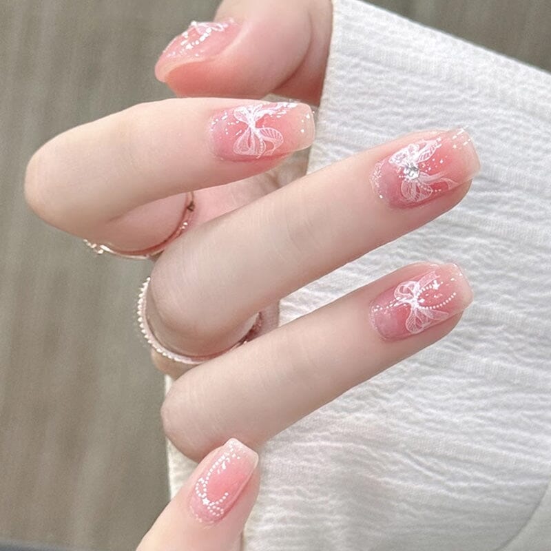 White Lace Bowknot 3D Self Adhesive Nail Stickers #01 - Image 11