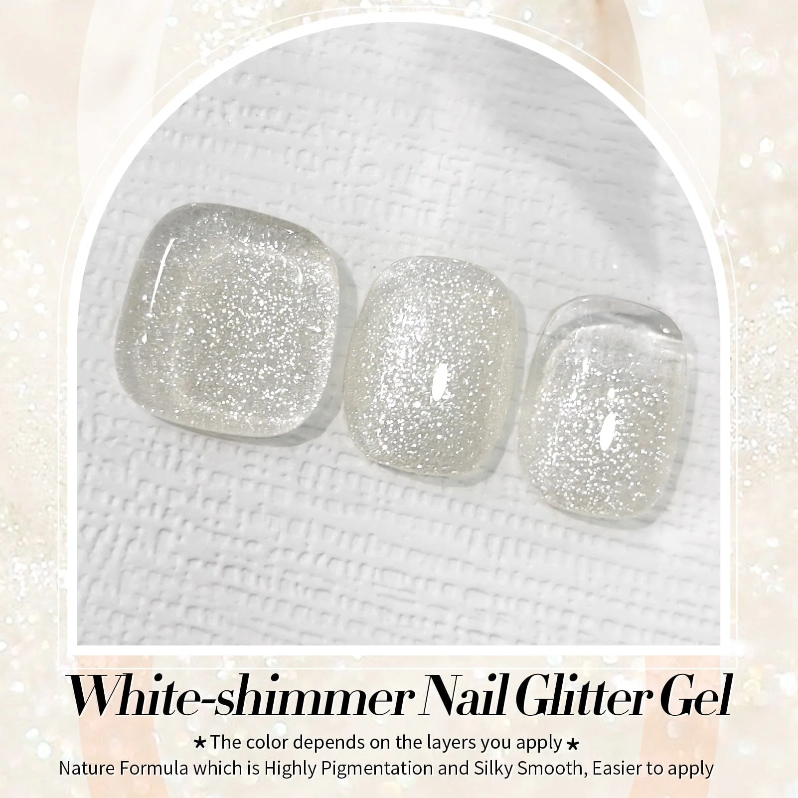 White-shimmer Glitter Gel Polish 15ml - Image 7