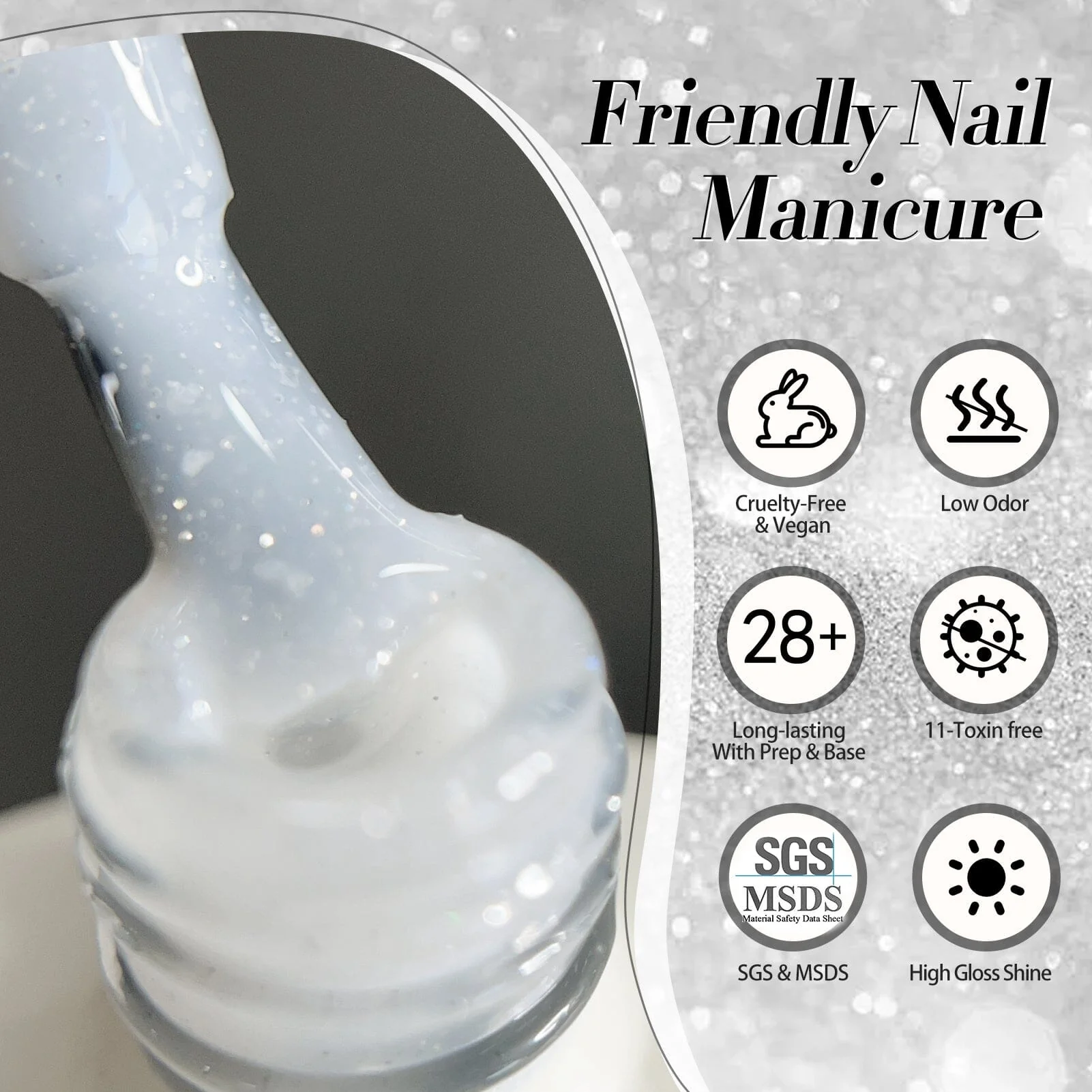 White Snow Glitter Jelly Gel 15ml - Image 8